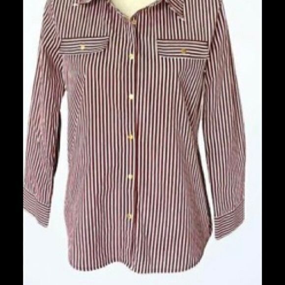 🛍ROMIMONA Women’s Striped Snap Up Long Sleeve Shirts Sizes : Various - Picture 10 of 12